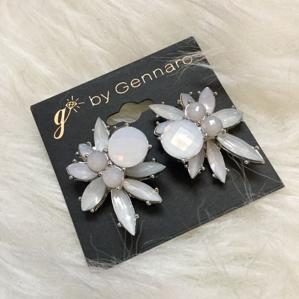 NWT! Pierced white rhinestone statement earrings